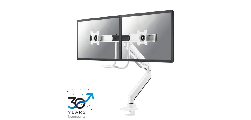 Neomounts NM-D775DXWHITE Monitorarm 10-32" - gasveer - Topfix - 180°-stop
