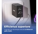 Lenovo Dual USB-C 65W GaN Charger, alimentatore compatto da muro con doppia Type-C, cavo USB-C 1,5 m incluso - ideale per laptop, cellulare e tablet: un solo caricabatterie per più dispositivi