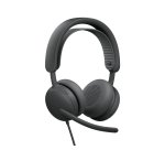 Logitech Zone Wired 2: auriculares con cancelación de ruido y tecnología híbrida adaptativa ANC, USB-C con adaptador USB-A, Grafito