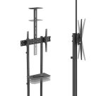 AISENS Soporte De Suelo Eco Con Rueda, Bandeja Para DVD Y Soporte De Cámara Para Monitor/TV 45kg De 37-70, Negro