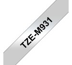 Brother TZE-M931 Casete de cinta laminada original Negro sobre plata 12 mm x 8 m