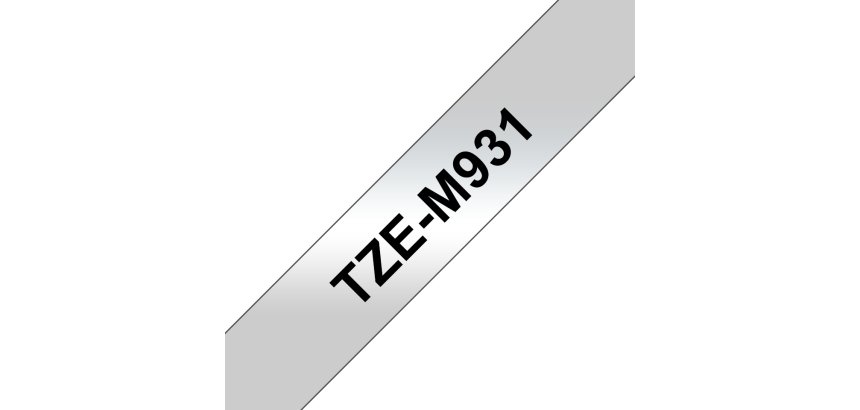 Brother TZE-M931 Casete de cinta laminada original Negro sobre plata 12 mm x 8 m