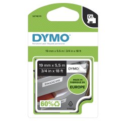 DYMO etiquetas D1 durables de poliéster permanentes | impresión negra sobre fondo blanco | 19 mm × 5,5 m | etiquetas autoadhesivas para etiquetadoras LabelManager | auténticas