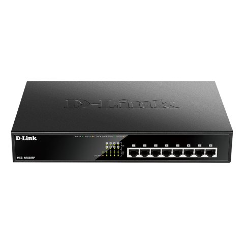 D-Link DGS-1008MP switch No administrado Gigabit Ethernet (10/100/1000) Energía sobre Ethernet (PoE) 1U Negro