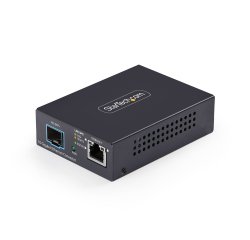 StarTech.com Convertisseur de Média Fibre Optique SFP+ Ouvert Multi-Gigabit 10 GbE, 10G/5G/2,5G/1G/100M, Cuivre vers 10GBASE-X SFP+, Monomode, Multimode, Trames Jumbo 16K, TAA