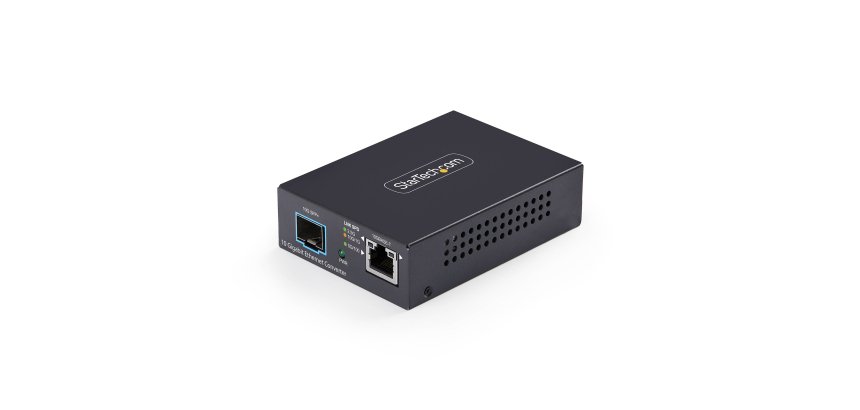 StarTech.com Convertisseur de Média Fibre Optique SFP+ Ouvert Multi-Gigabit 10 GbE, 10G/5G/2,5G/1G/100M, Cuivre vers 10GBASE-X SFP+, Monomode, Multimode, Trames Jumbo 16K, TAA