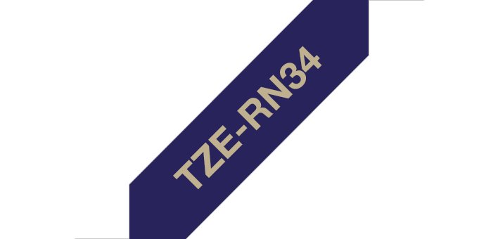 Brother TZE-RN34 ruban d'étiquette Or sur fond bleu marine