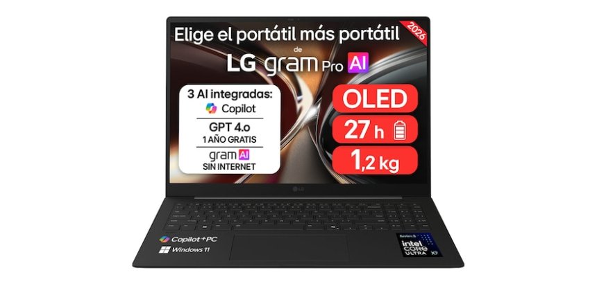 LG Gram Pro 16Z90U 16" Copilot+ PC Intel Core Ultra X7 358H Portátil 40,6 cm (16") WQXGA+ 32 GB LPDDR5x-SDRAM 512 GB SSD Windows 11 Home Negro, Carbono Español