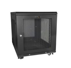 StarTech.com Armadio Rack 19" 12U su Ruote a 4 Montanti, Server Rack 19 Pollici Mobile con Ripiano 1U e pannelli laterali con serratura. Rack Dati Ventialta con Profondità di montaggio regolabile