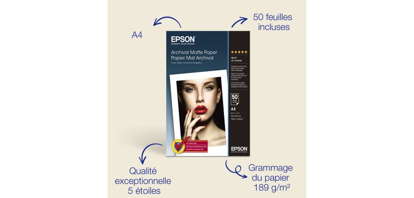 Epson Archival Matte Paper - papier - mat - 50 feuille(s) - A4 - 189 g/m²