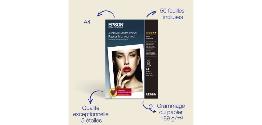 Epson Archival Matte Paper - papier - mat - 50 feuille(s) - A4 - 189 g/m²