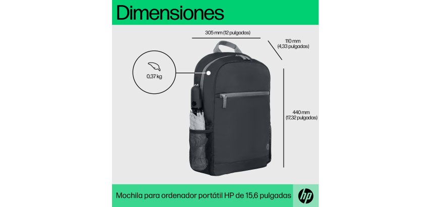 HP Mochila para ordenador portátil de 15,6 pulgadas