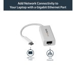 StarTech.com USB-C to Gigabit Ethernet Adapter, White, Thunderbolt 3 Compatible, Windows & Mac, RJ45 LAN Network Converter