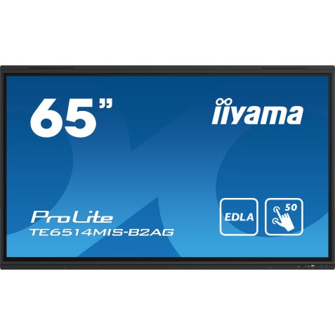 iiyama PROLITE TE6514MIS-B2AG Écran plat de signalisation numérique 165,1 cm (65") LCD Wifi 435 cd/m² 4K Ultra HD Noir Écran tactile Intégré dans le processeur Android 24/7