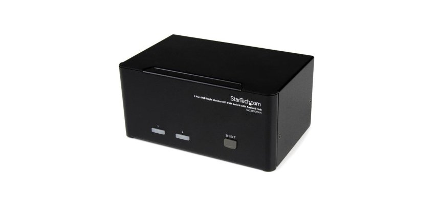 StarTech.com Switch Commutateur KVM USB 2 ports Sortie Vidéo DVI, Audio HUB USB 2.0 3 Écrans - 2 PC