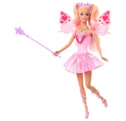 Barbie Fantasy Fairy Doll with Color-Change Wings and Outfit, Includes Toy Wand with Sponge & Fashion Accessories