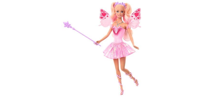 Barbie Fantasy Fairy Doll with Color-Change Wings and Outfit, Includes Toy Wand with Sponge & Fashion Accessories