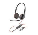 HP Poly Micro-casque stéréo USB-C Poly Blackwire 3225 + prise 3,5 mm + adaptateur USB-C/A (lot)