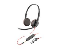 Poly Blackwire 3225 Stereo USB-C Headset +3.5mm Plug +USB-C/A Adapter (Bulk)