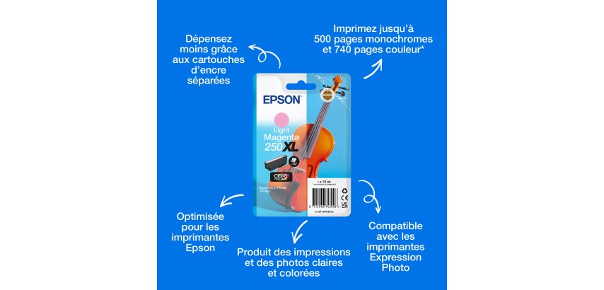 Epson Cartouche d’encre magenta clair Claria Photo HD 250XL Violon