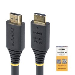 StarTech.com Câble HDMI Haut Débit Actif de 15m, 4K 60Hz/1440p 144Hz, HDR10/HDCP 2.2/ARC, 18Gbps, Cordon HDMI, UHD HDMI 2.0 pour TV/Moniteur/Écran, Gaine TPE