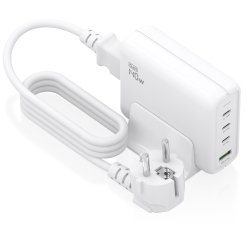 AISENS Cargador Sobremesa GaN 140W, 3x USB-C PD3.1 QC4.0 QC5.0, 1x USB-A QC3.0, Blanco