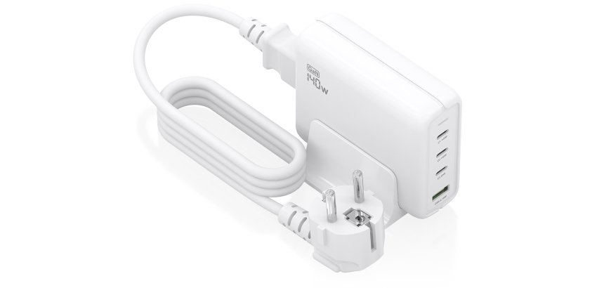 AISENS Cargador Sobremesa GaN 140W, 3x USB-C PD3.1 QC4.0 QC5.0, 1x USB-A QC3.0, Blanco