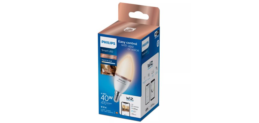 Philips Lamp. C37 LED intell., base E14, 470 lm