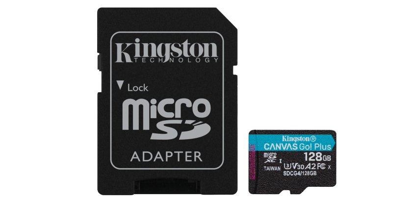 Kingston Technology Scheda microSDXC Canvas Go Plus Gen4 200MB/s A2 U3 V30 da 128 GB + adattatore