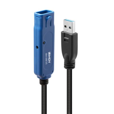 Lindy 43362 câble USB USB 3.2 Gen 1 (3.1 Gen 1) 30 m USB A Noir, Bleu