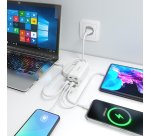 AISENS Cargador Sobremesa GaN 100W, 3x USB-C PD3.0 QC4.0 QC5.0, 1x USB-A QC3.0, Blanco