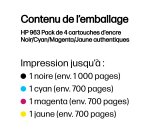HP 963 Pack de 4 cartouches d'encre Noir/Cyan/Magenta/Jaune authentiques