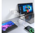 AISENS Cargador GaN 100W, 2x USB-C PD3.0 QC4.0 QC5.0, 1x USB-A QC3.0, Blanco