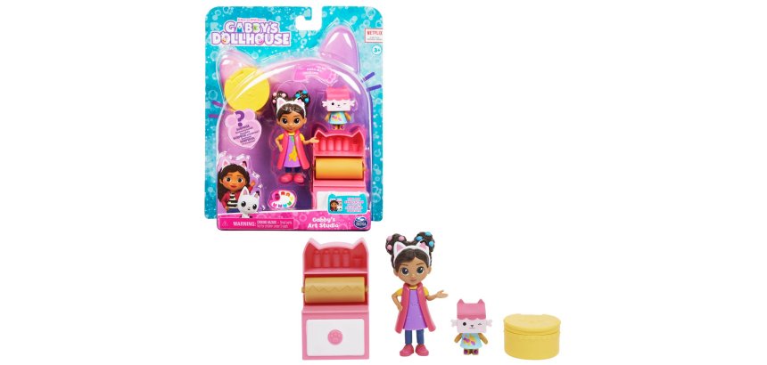 Gabby's Dollhouse , Mini set Studio d’arte, con Gabby e Baby Scatola, giochi per bambini dai 3 anni in su