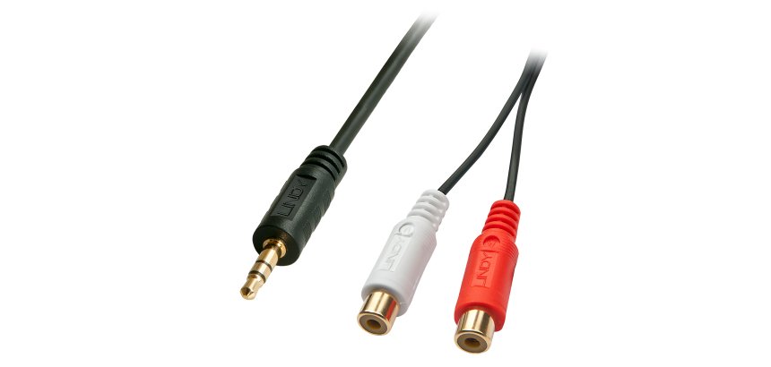 Lindy 35678 cable de audio 0,25 m 2 x RCA 3,5mm Negro, Rojo, Blanco