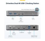 StarTech.com Dual-Monitor USB-C Docking Station, HDMI, 4K 60Hz, 100W Laptop Charging, 1GbE, Driverless, Multi-Monitor Dock voor Windows