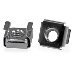 StarTech.com Lot de 50 Écrous Cage M6 à Trous Carrés et Outil d'Installation pour Baies de Serveurs, Armoires et Boîtiers de 19" ou 10", Argent - TAA