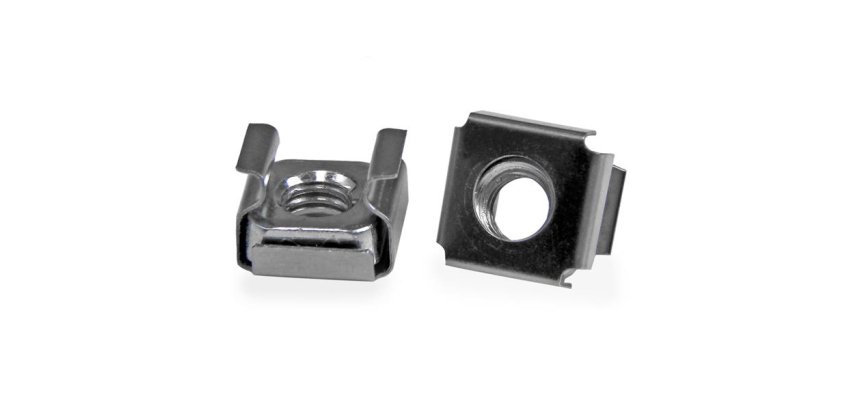 StarTech.com Lot de 50 Écrous Cage M6 à Trous Carrés et Outil d'Installation pour Baies de Serveurs, Armoires et Boîtiers de 19" ou 10", Argent - TAA