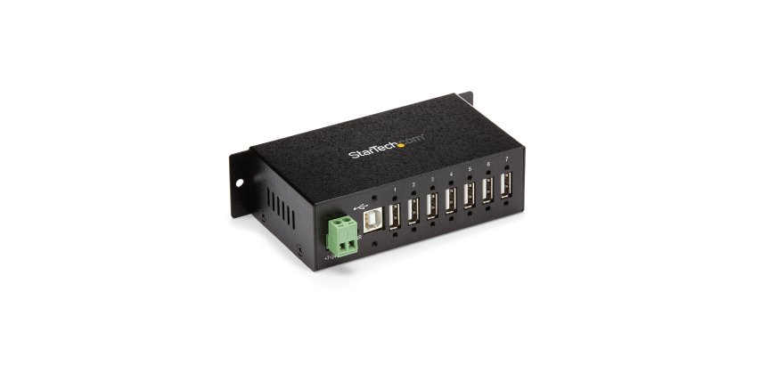 StarTech.com 7-Port USB 2.0 Hub - Metal Industrial USB-A Hub with ESD Protection & 350W Surge Protection - Din Rail, Wall or Desk Mountable - TAA Compliant USB Expander Hub
