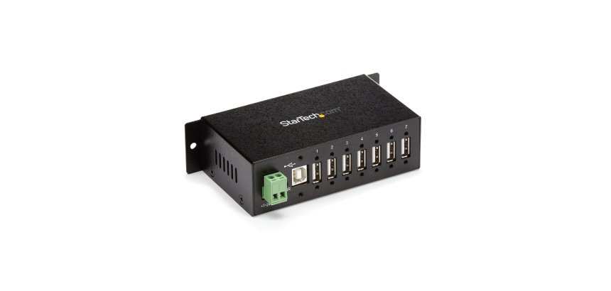 StarTech.com Hub USB 2.0 à 7 ports - Hub USB-A industriel en métal avec protection ESD et protection contre les surtensions de 350W - Montage sur rail DIN, mural ou sur bureau - Hub d'extension USB conforme TAA