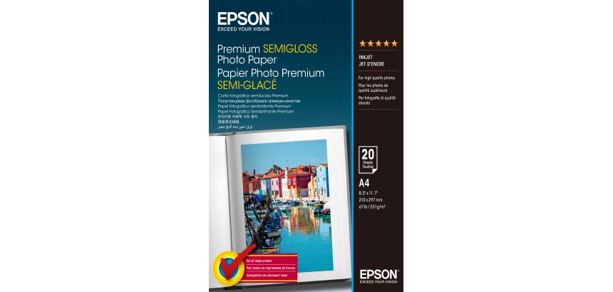 Epson Papier photo A4 Premium semi-brillant , 251 g/m2, 20 feuilles