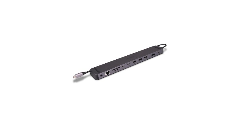 Lindy DST-Mini XT 810, Mini Docking Station USB-C pour Laptop pour un écran 8K ou deux écrans 4K60 et charge 100W