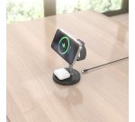 AISENS Cargador Inalambrico USB-C 4 en 1 De 15W Para Movil, Apple Watch, Auriculares Con Estuche De Carga, Negro