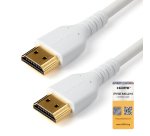 StarTech.com Câble HDMI Fin de 2m, Câble HDMI 2.0 Flexible Certifié Premium avec Ethernet, UHD 4K 60Hz HDR10, Conception Durable en Fibre d'Aramide avec Gaine en TPE, Blanc