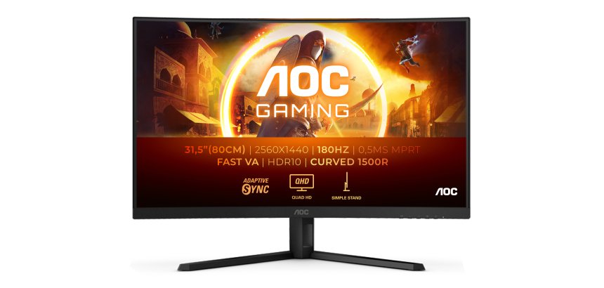 AOC G4 CQ32G4VE écran plat de PC 80 cm (31.5") 2560 x 1440 pixels Quad HD LCD Noir, Gris