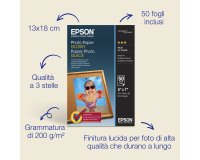 Epson Carta fotografica lucida (130 x 180 mm), 200 g/m2, 50 fogli