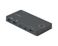StarTech.com Switch KVM Hybride 2 Ports USB-A + HDMI & USB-C - Écran Unique HDMI 2.0 4K 60Hz - Commutateur KVM Compact HDMI Desktop et/ou Laptop - Alimenté par Bus USB - Compatible Thunderbolt 3