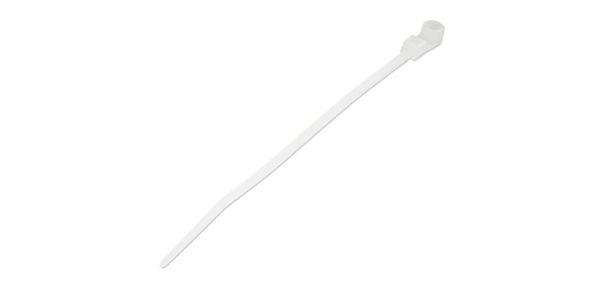StarTech.com 4"(10cm) Cable Ties with Mounting Hole - 1/16"(2mm) wide, 7/8"(24mm) Bundle Dia. 18lb(8kg) Tensile Strength, Nylon 66 Self Locking Ties w/Screw Hole, UL Listed, 100 Pack - TAA