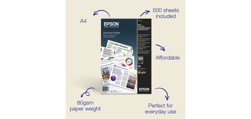 Epson A4 Inkjet Business Paper 80gsm, 500 sheets