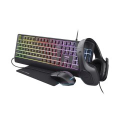 Trust GXT 792 QUADROX clavier Souris incluse Gaming USB Français Noir